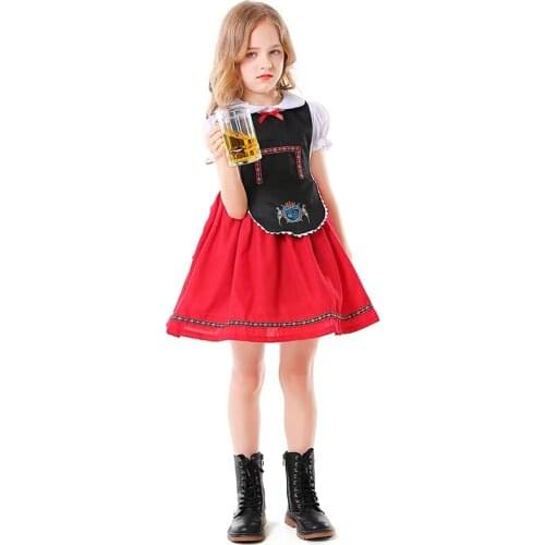 Kids Children Maid Beer Girl Cosplay Halloween German Traditional National Costumes Festival Parade Stage Role Play Party Dress