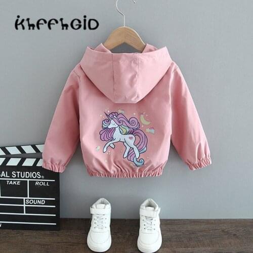 Childrens wear Girl Pink Unicorn Hoodie Jacket spring summer autumn Girls Fashion thin flower Hoodie Jacket babys wear childre