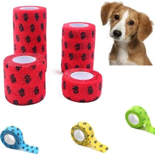Elastic pet bandage, foot guard bandage, pet wrapping paper Non-woven dog paw print pattern pet daily bandage practical