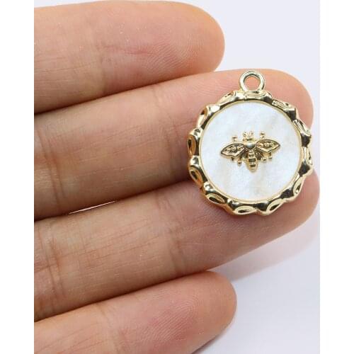 Eruifa 6pcs 20mm Luxurious Bee Plastic Charms Coin Zinc Alloy necklace,earring bracelet jewelry DIY handmade 2 colors