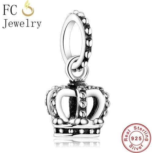 FC Jewelry Fit Original Brand charm Bracelet Necklace 925 Sterling Silver Pumpkin Crown Bead Pendant For Making Berloque 2019