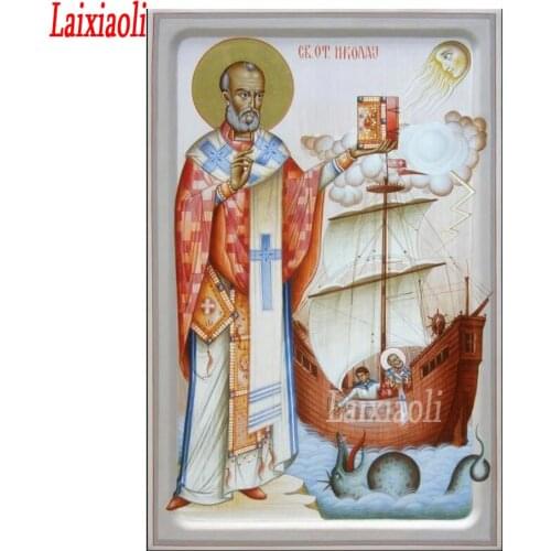 Icons St. Nicholas Of Myra Diamond Embroidery Pattern Orthodox Religion 3D Diamond Painting Mosaic 5D rhinestone Crystal Crafts