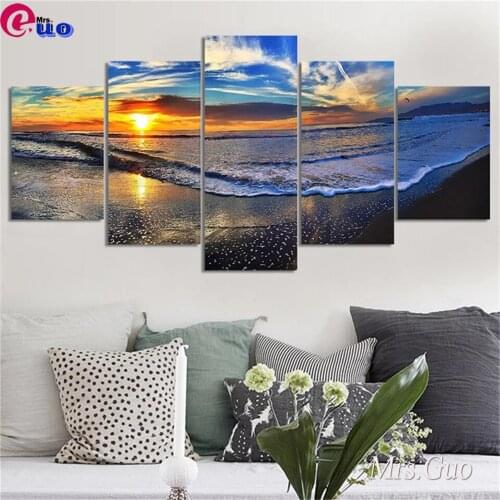 Natural Scenery Diy 5D Diamond Painting Sea View Full Square/Round Mosaic Sunset Landscape Cross Stitch Embroidery Home Decor