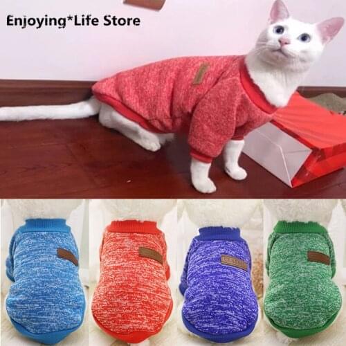 Classic Autumn Winter Warm Cat Clothes Fashion Pet Clothes Small Cat Sweater Kitten Top Clothes Outfit-10 Colors