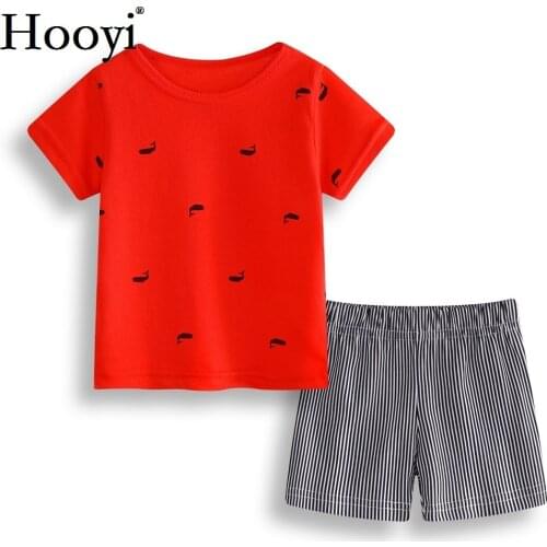 Whale Baby Boy Clothes Sets Fashion Red Newborn Clothing 2-Pieces Suits Summer T-Shirts Stripes Panties Children Sport Outfits