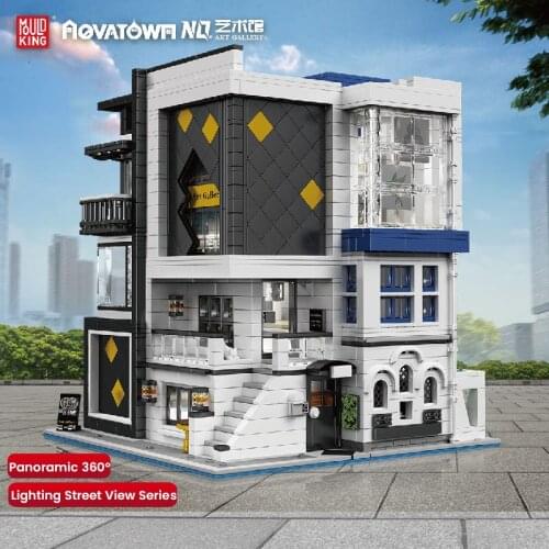 Kids Educational DIY Toys Streetview Building Blocks The Art Gallery Showcase Model With Led Light Assembly Brick Christmas Gift