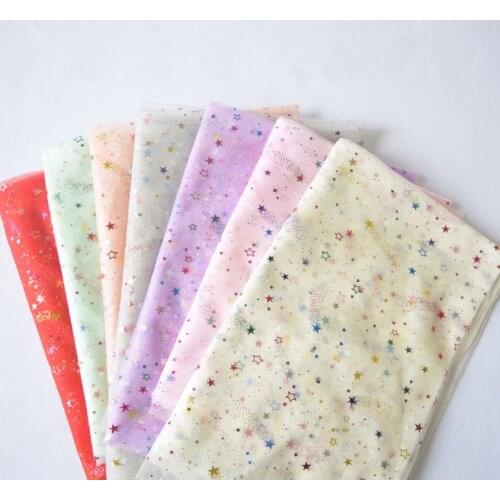 Colorful Gold Five Pointed Star Printed Lace Fabric For Wedding Dress Accessories Doll Skirt Designer Fabric