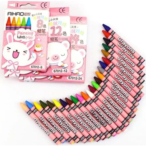 Crayons Creative Cartoon 8/12/24 Colors Drawing Non-Toxic Oil Pastels Kids Student Pastel Pencils Art Supplies