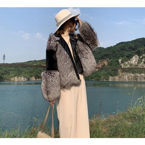 Mrs Fly 2021 new mink coat female mink with silver fox fur short brim young mink coat