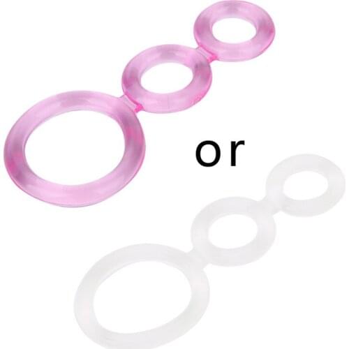 NEW Soft Beaded Triple Time Delay Penis Rings Cock Ring Set For Men Adult Sex Toys hot sale