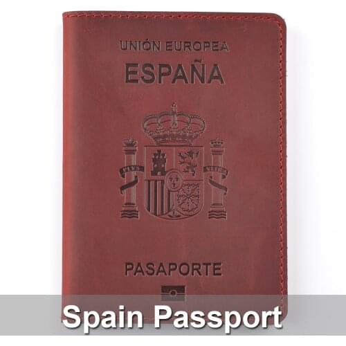 High-end Spain Genuine Leather Passport Cover For Espana Credit Card Holder Vintage Men Women Passport Case Travel Wallet
