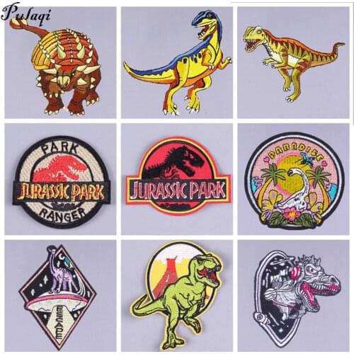 Pulaqi Jurassic Park patches embroidered clothing stripes clothing patch motorcycle stickers Punk patch Animal cloth sticker H