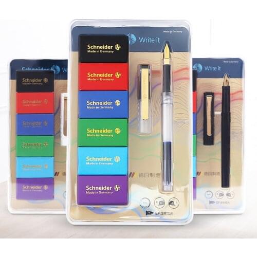 German Imported Schneider Fountain Pen BK406 Transparent Pen Barrel 0.35mm Color Ink Sac Set Students Calligraphy Pen