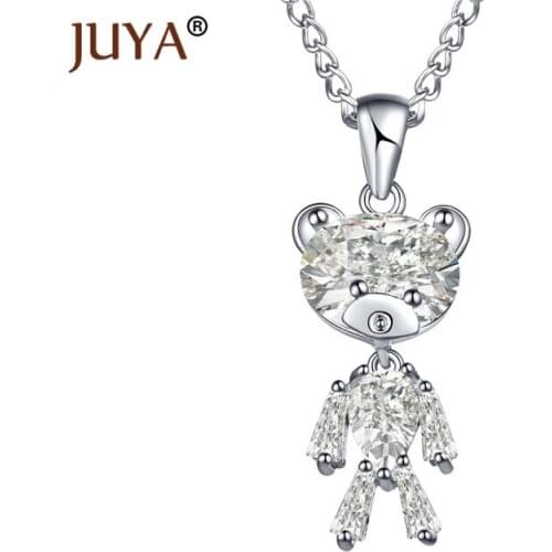 Fashion Mini Teddy Bear Pendant Necklace Cute Gold Crystal Women Men Mother Child Girl Lovely Teddy Bear Jewelry Collier Femme