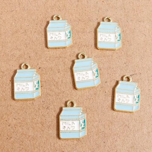 10pcs 12*18mm Drink Charms Alloy Enamel Milk Drink Charms Pendant for Jewelry Making Necklaces Earrings Keychain DIY Accessories