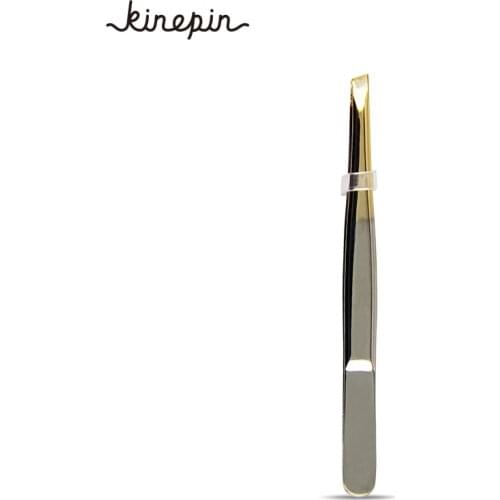 Eyebrow Tweezer Professional 24K Plated Gold Stainless Steel Slant Tip Eyes Tweezer Clip For Face Hair Removal Make Up Tools