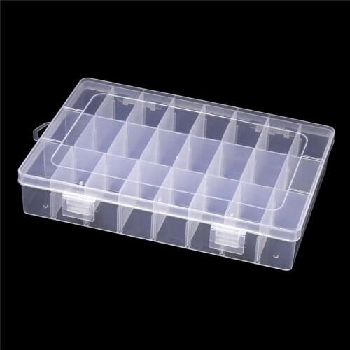 24 Grids Transparent Plastic Storage Box Transparent Storage Organizer Button Box Multifunctional Sundries Jewelry Storage Box