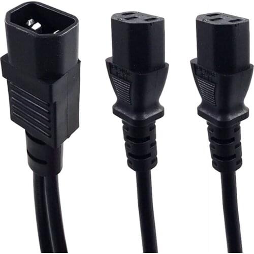 UPS Server Splitter C14 to 2 x C13 Power Adapter Cable Single C14 to Dual 5-15R C13 Short Power Y Type Adapter Cord 10A 250V