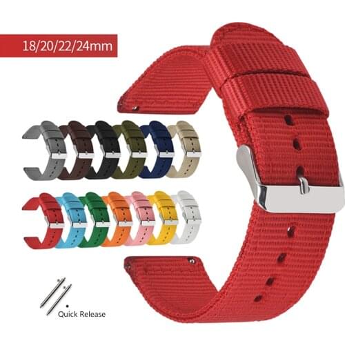 18mm 20mm 22mm 24mm Nylon Canvas Strap Watchband for Samsung Galaxy Watch 42mm 46mm Active 2 Gear S2 S3 Amazfit Bracelet Band