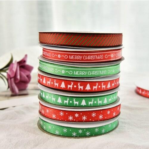 1Pcs 22M Classic Cute Christmas Theme Style Pendant Drop Ornaments Polyester Ribbon Snowflake Elk Pattern Festive Party Supplies
