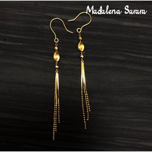 MADALENA SARARA Pure 18k Gold Women Earrings Simple Star Modelling AU750 Stud Earrings Dual Layers