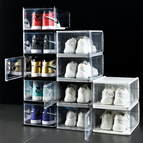 Thickened transparent plastic shoe box detachable folding shoe box storage artifact dustproof shoe cabinet wholesale