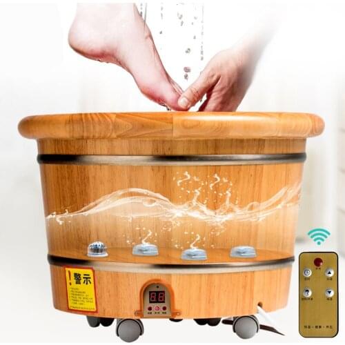 Cypress One Wooden Barrel Foot Pail Automatic Heating Constant Temperature Electric Wash Ones Feet Bucket Household Woodiness