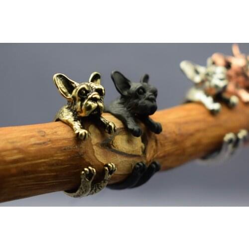 Vintage French Bulldog Rings Fashion Retro Style Adjustable French Bulldog Rings For Women Men French Bulldog Jewellery