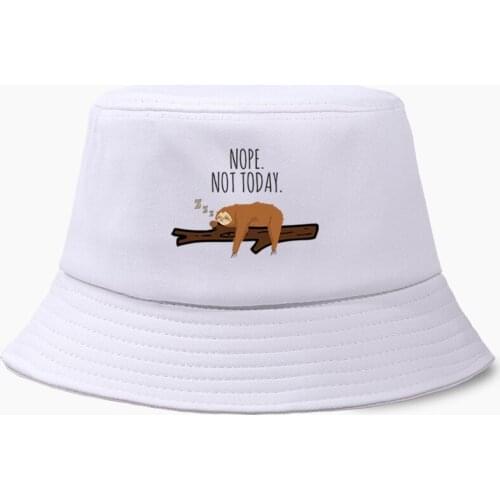 Funny Folivora Nope Not Today Fisherman Hat Fishing Cap Bucket Panama Men Women Bob Outdoor Sunscreen Chapeau Sun Prevent Caps