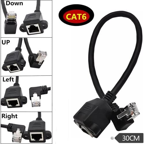 0.3m RJ45 Network Ethernet Patch Cable Male to Female M-F 90° angle Extension Cat6