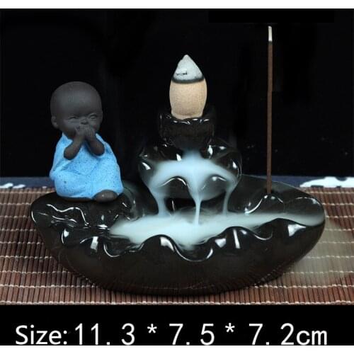 1Pcs Incense Stick Burner Creative Home Decor The Little Monk Cute Censer Backflow Incense Cones Burner Use In Home Teahouse