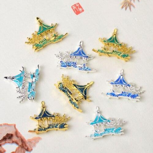 10 PCS 31*38 mm Ancient Pavilion Hair Accessories Hair Sticks Parts DIY Handmade Jewelry Making