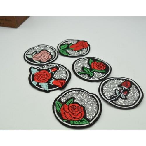 12pcs Rhinestone Rose Sew-on & Iron-on Patches Embroidery Patch Appliques Craft for badge bag clothes