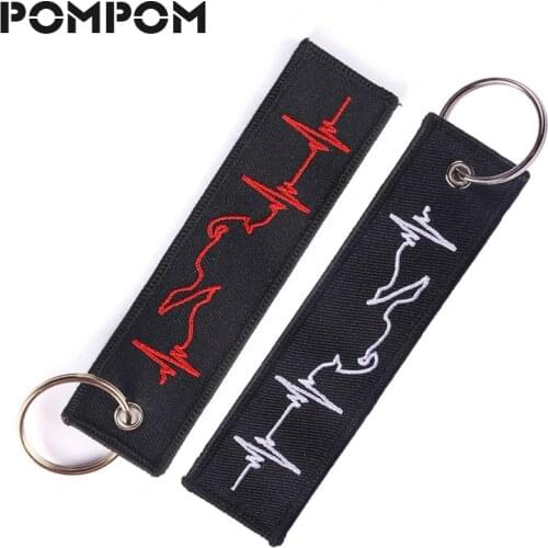 2PC/Lot Biker Heartbeat Keychains for Cars and Motorcycy Biker Keychain Keyring For Biker Lovers Motor key Fob llaveros moteros