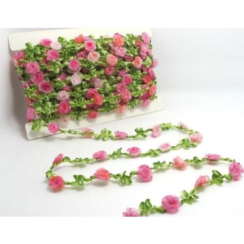2 Yards Pink Woven Rococo Ribbon Trim|Decorative Floral Ribbon|Scrapbook Materials|Clothing|Decor|Craft Supplies