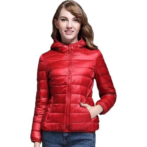 2019 New Brand Spring Autumn Winter Women Parka Ultra Light Down Parka 90% White Duck Down Jacket Womens Hooded Coat Down S-3XL