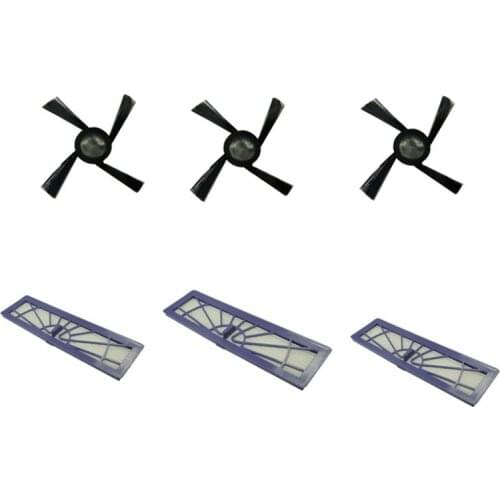3 Pieces Side Brush + 3 Pieces High-Performance Filter for Neato Botvac D75 D85 robot vacuum cleaner parts
