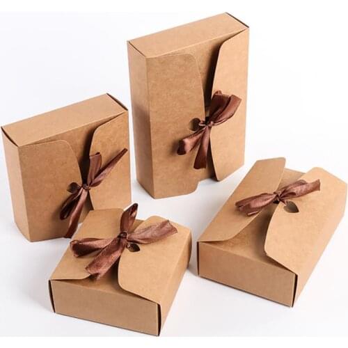 30pcs Multi Size Cute Square Kraft Packaging Box Wedding Party Favor Supplies Handmade Soap Chocolate Candy Storage Carton