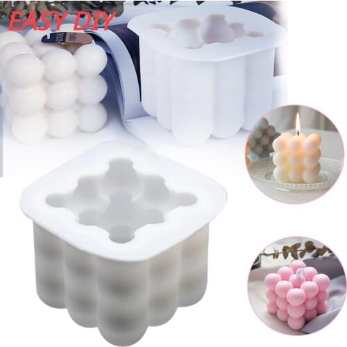 3D Concave Sphere Magic Cube Bubble Mold Nonstick Mousse Cake Baking Mold Square Candle Wax Silicone Mold DIY Handmade Soap Mold