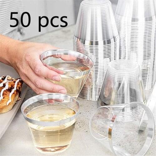 9 Ounce Disposable Cup Wine Glass Clear Hard Plastic Juice Cup Reusable Cocktail Cup For Wedding Party Home Barware Supplies
