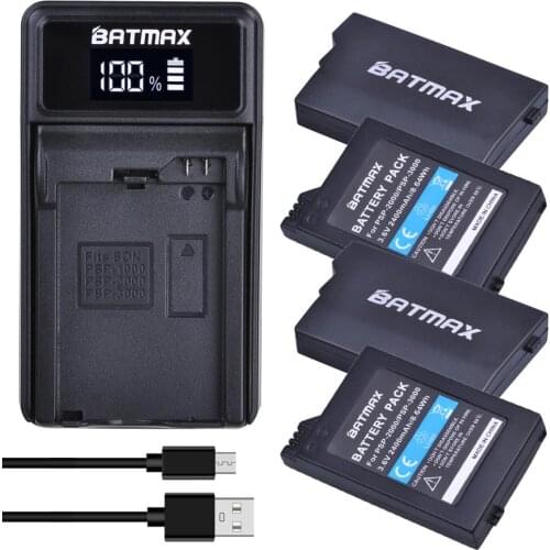 4X 2400mAh PSP2000 Battery + LED USB Charger for Sony PSP2000 PSP3000 PSP 2000 PSP 3000 Gamepad PlayStation Portable Controller