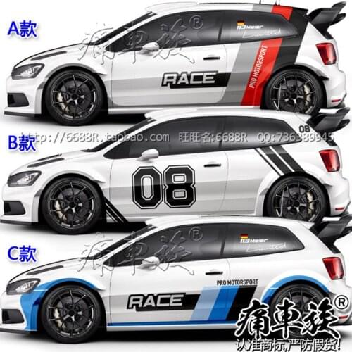 Car stickers For POLO 2016-2019 Exterior decoration new POLO car body modification racing stickers