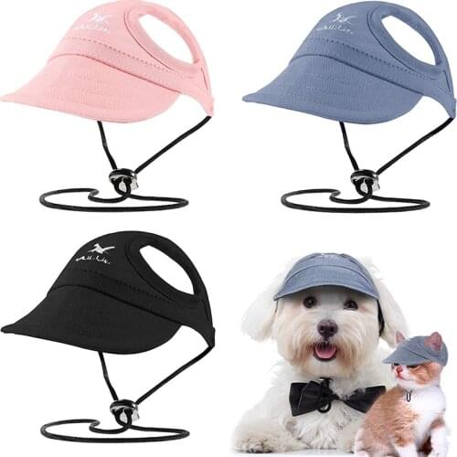 Dog Cap Adjustable Puppy Baseball Hat with Ear Holes Outdoor Sports Dogs Cat Sunhat Kitten Visor Sunbonnet Pet Accessories
