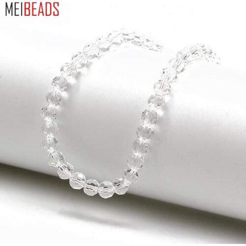 MEIBEADS 6mm Crystal Glass Round Shape Spacer Transparent Crystal Glass Beads Accessories Fit Bracelet DIY Jewelry Making BD100