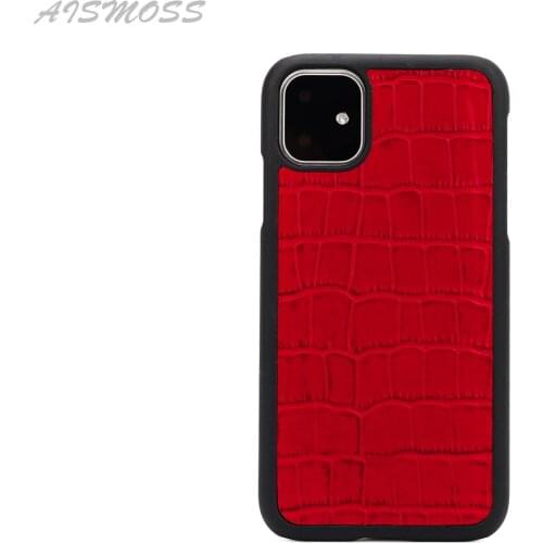 AISMOSS Luxury Mobile Phone Cover Crocodile Emboss Pattern Phone Cover For Iphone 11 Pro Max