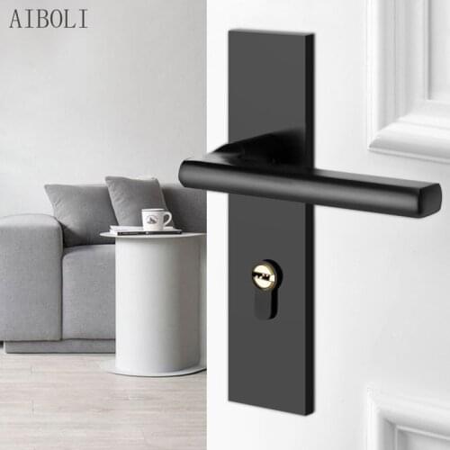 Black Genuine Space Aluminum Aluminum Oxide Lock, Elegant One-piece, Suitable for Indoor Bedroom Hardware and Bathroom