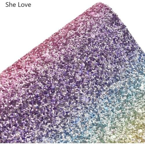 Chzimade 1/2 Yard Chunky Glitter Synthetic Pu Leather Fabric For Shoes Handbags Diy Sewing Materials