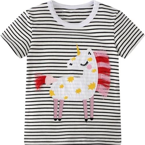 Jumping Meters T-shirt Baby Cotton Summer Clothing Cute Striped Unicorn Fashion Soft Treatment Breathable Clothes 2-7Years