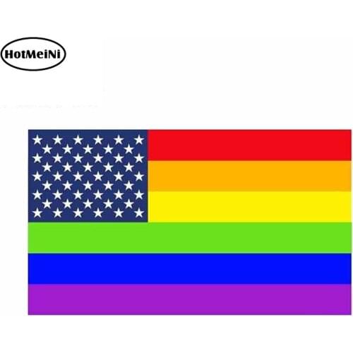 HotMeiNi 13cm x 7.6cm for Gay Pride American USA Flag Cartoon Oem Car Stickers Vinyl JDM Bumper Trunk Truck Graphics Decal