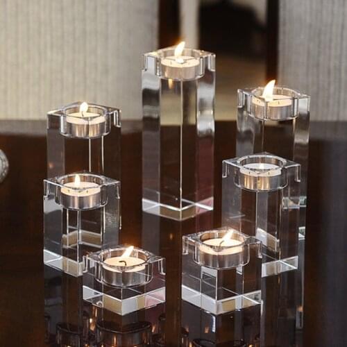 Crystal Glass Candle Holder Set Crystal Candlelight Dinner Romantic Holder Creative Ornament For Home Wedding Dining Table Bar